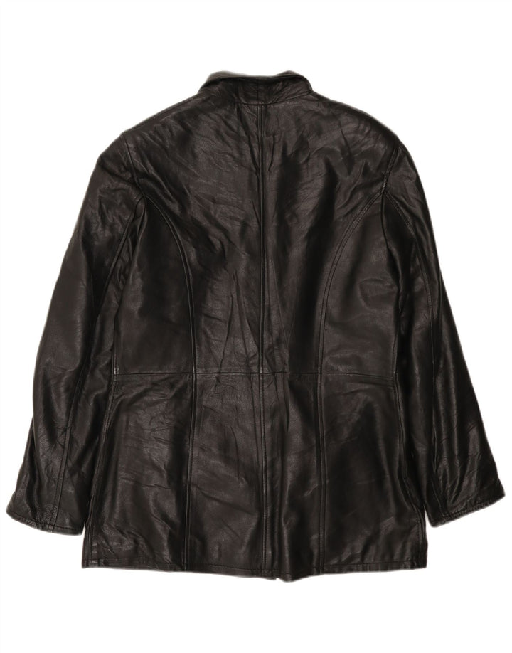 Cappotto in pelle da donna VINTAGE UK 18 XL in pelle nera