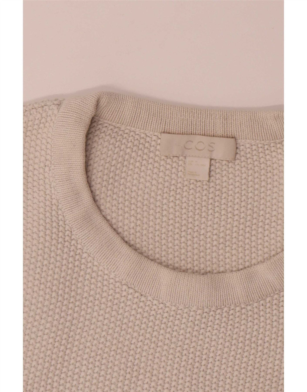 Maglione girocollo da uomo Cos in cotone bianco sporco medio