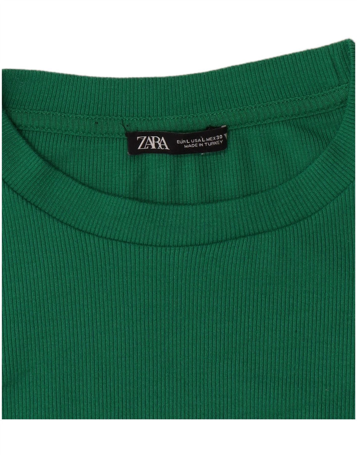 Top corto da donna Zara a maniche lunghe UK 14 grande verde