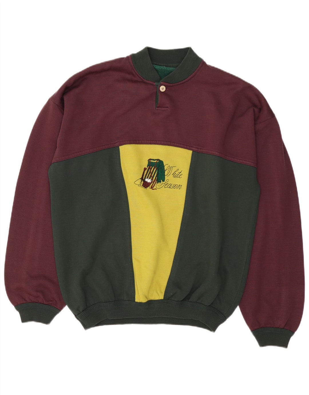 Felpa grafica vintage da uomo, maglione, grande, multicolore, color block