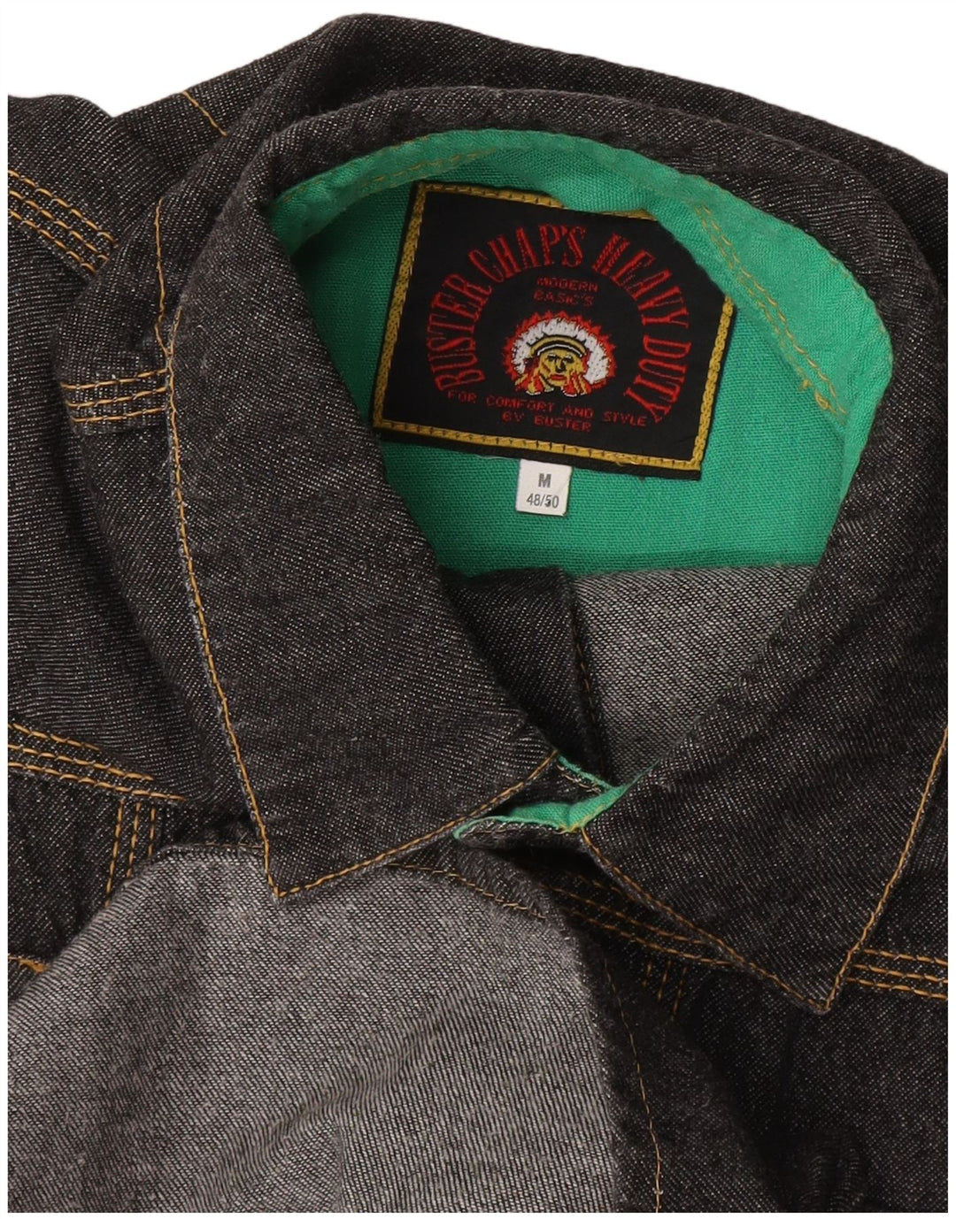 BUSTER Camicia di Jeans da Uomo IT 48/50 Media Nera