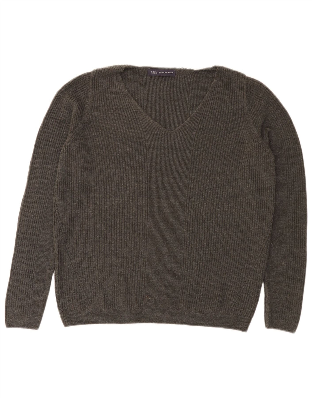 Maglione maglione con scollo a V da donna Marks & Spencer UK 14 Grigio medio