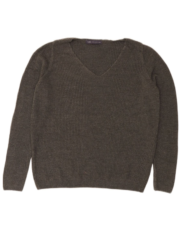 Maglione maglione con scollo a V da donna Marks & Spencer UK 14 Grigio medio
