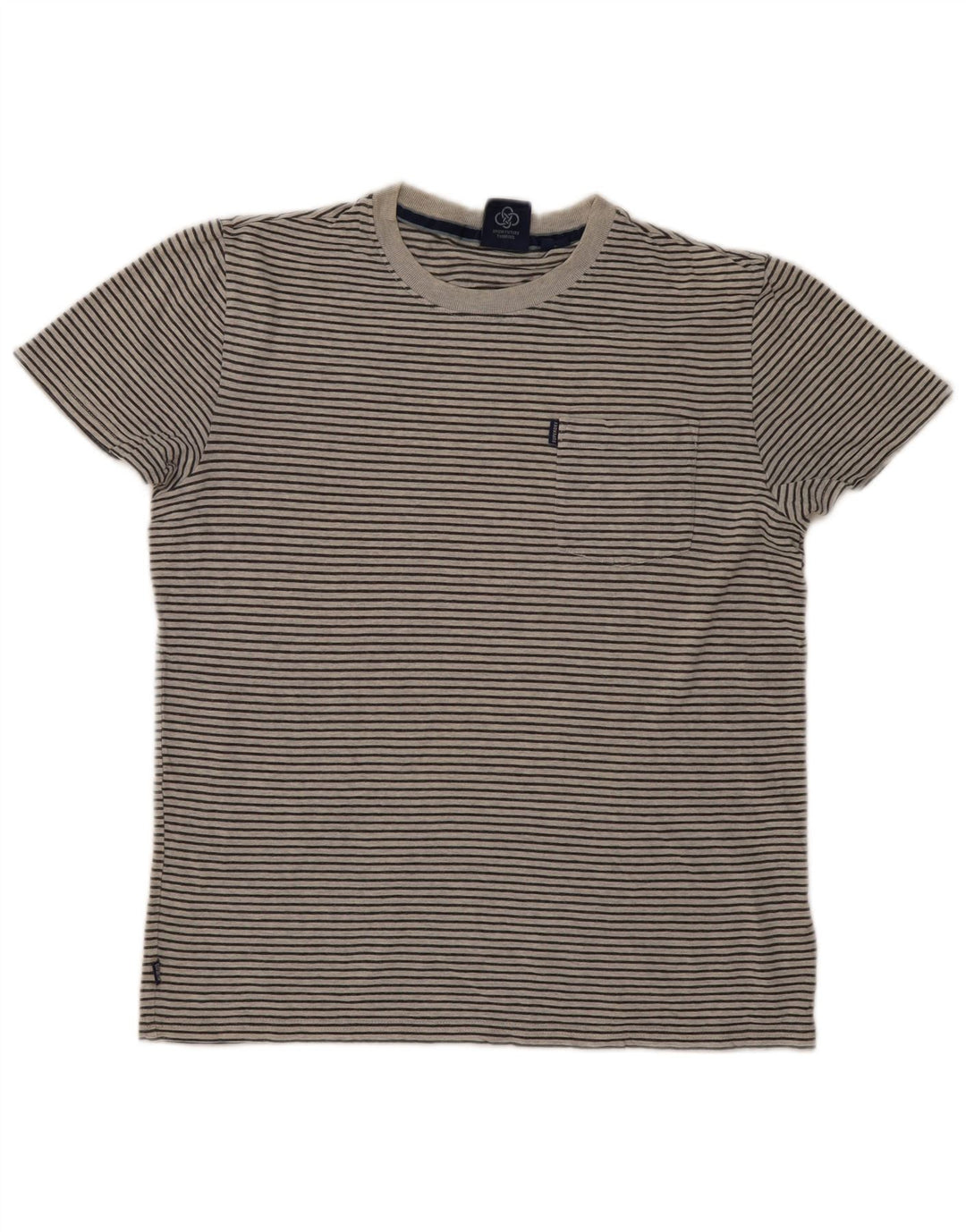 T-shirt da uomo Superdry Top in cotone gessato grigio medio