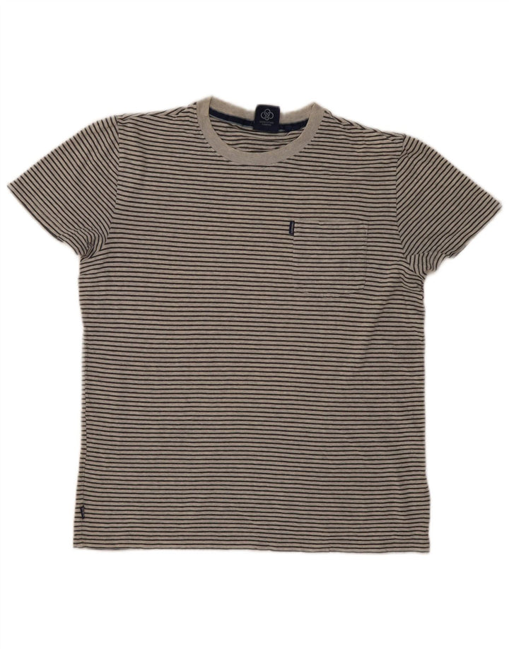 T-shirt da uomo Superdry Top in cotone gessato grigio medio
