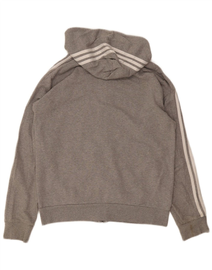 Maglione con cappuccio e zip Adidas da uomo vestibilità regolare in cotone grigio medio