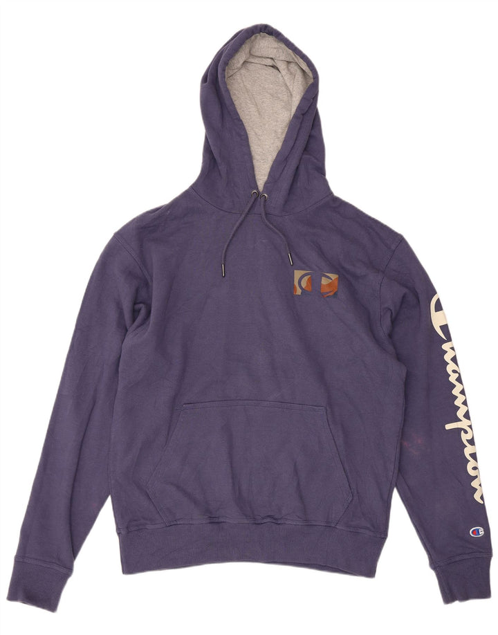 Felpa con cappuccio Champion da uomo con vestibilità regolare grafica, cotone medio blu navy