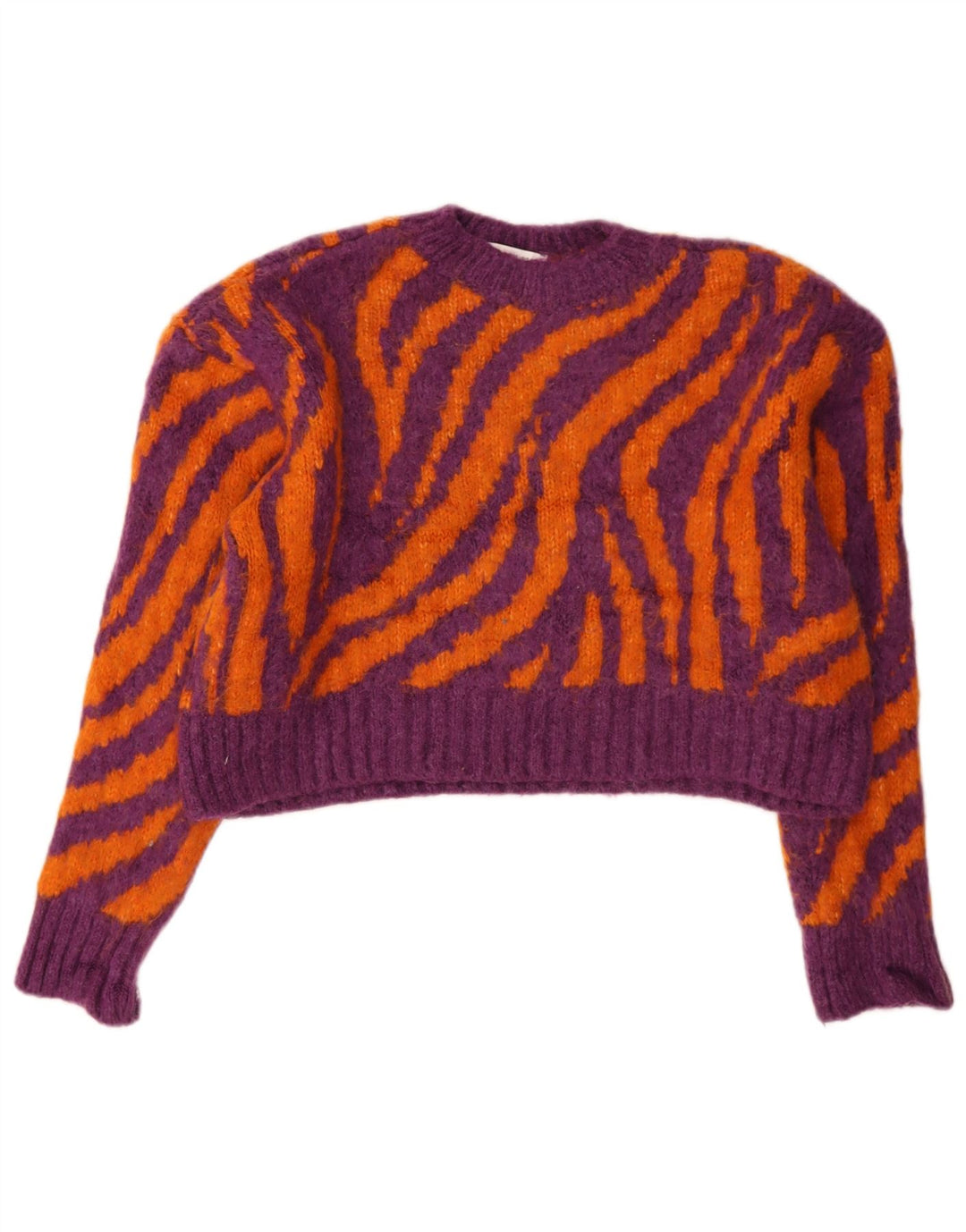 Maglione corto girocollo da donna Zara UK 10 piccolo multicolore