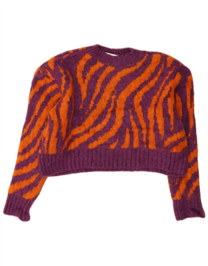 Maglione corto girocollo da donna Zara UK 10 piccolo multicolore