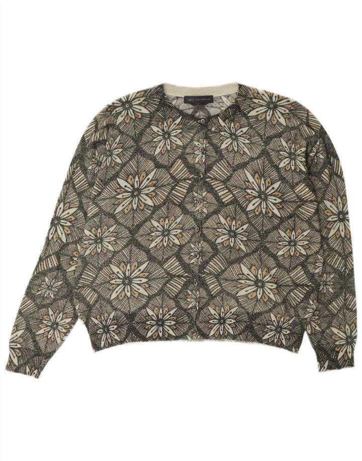 Maglione cardigan da donna Marks & Spencer UK 14 Classico floreale grigio medio