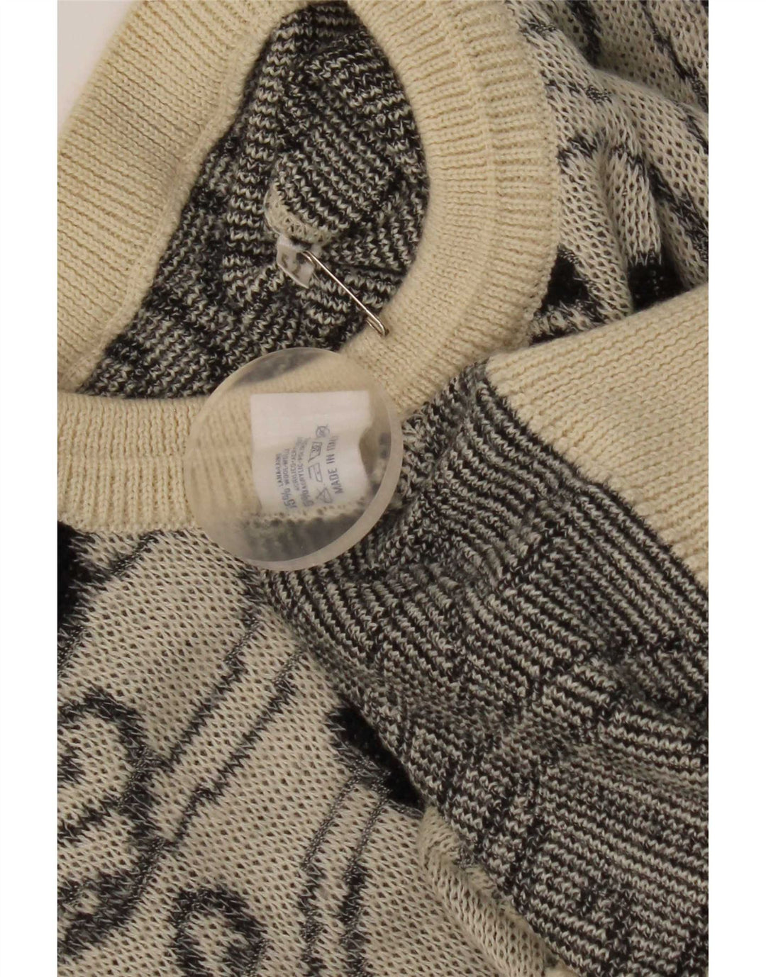 Maglione vintage da uomo girocollo IT 52 grande lana cachemire grigia