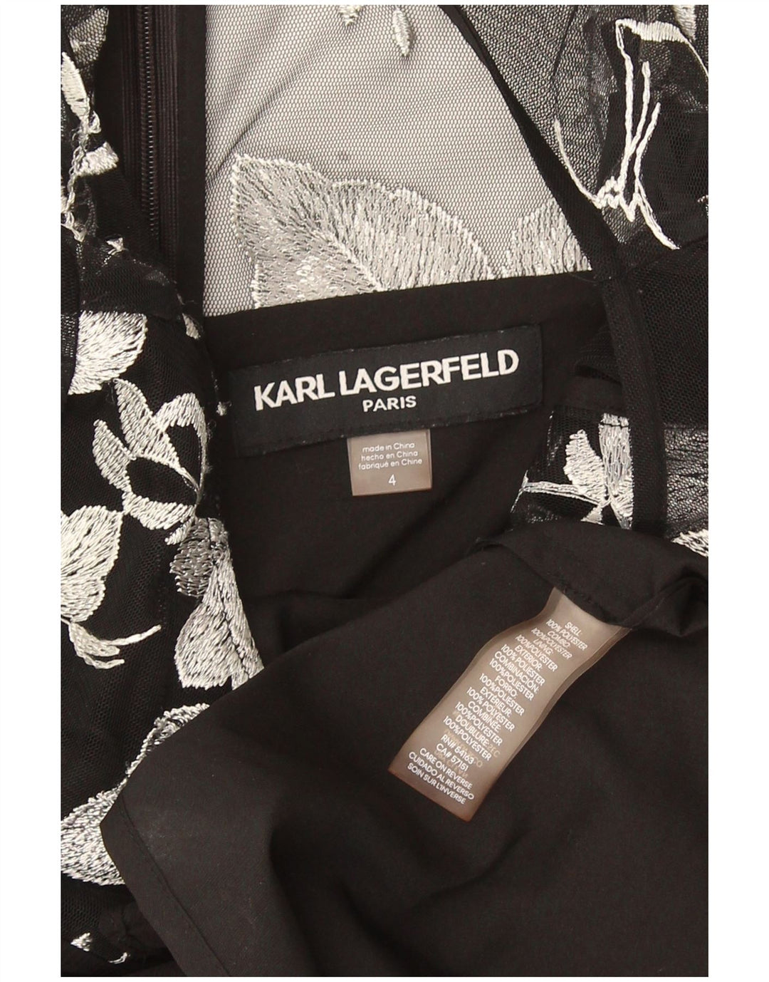 Abito tubino da donna Karl Lagerfeld US 4 piccolo poliestere floreale nero