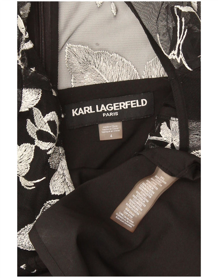 Abito tubino da donna Karl Lagerfeld US 4 piccolo poliestere floreale nero
