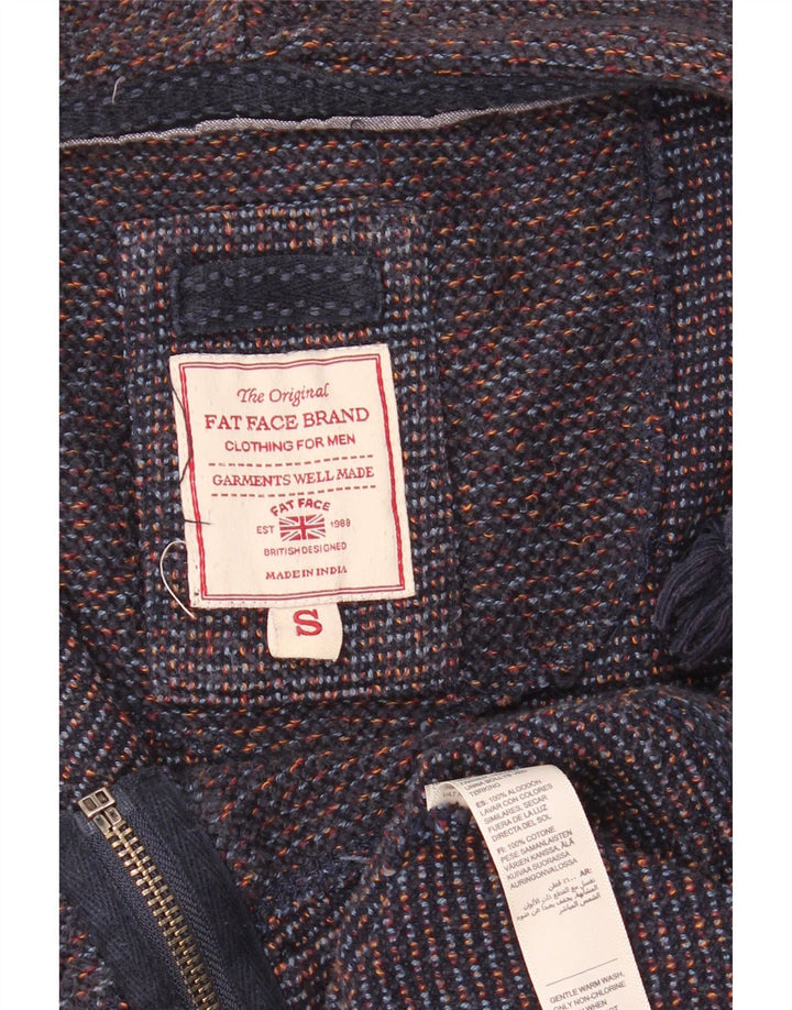 Maglione con cappuccio e zip da uomo Fat Face piccolo in cotone blu navy
