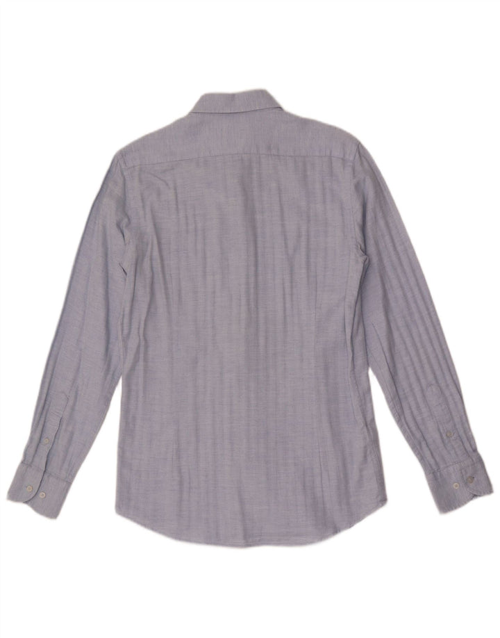 MASSIMO DUTTI Camicia Uomo Piccola Blu Spinata Cotone