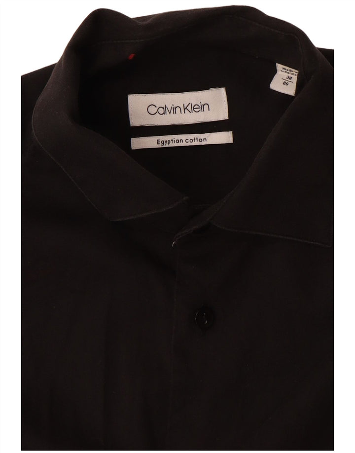 Camicia da uomo Calvin Klein taglia 38 piccola in cotone nero