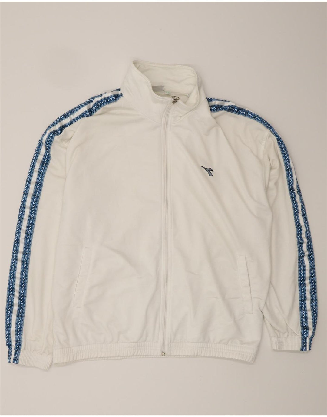 DIADORA Giacca da tuta grafica da uomo UK 42 Large Poliestere bianco