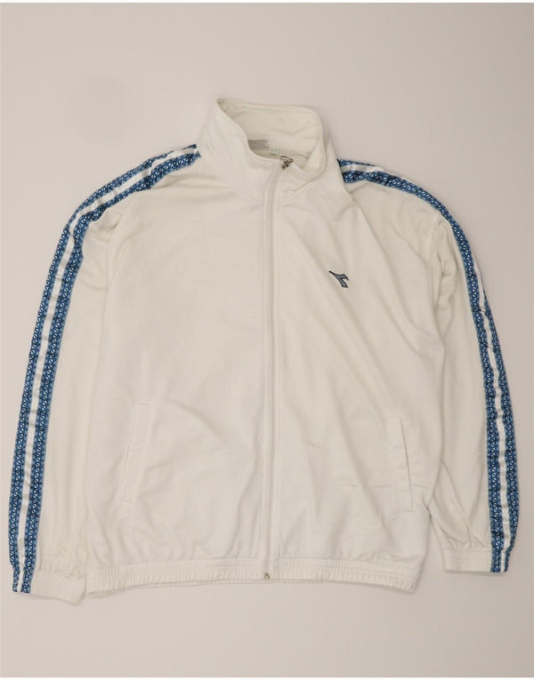 DIADORA Giacca da tuta grafica da uomo UK 42 Large Poliestere bianco