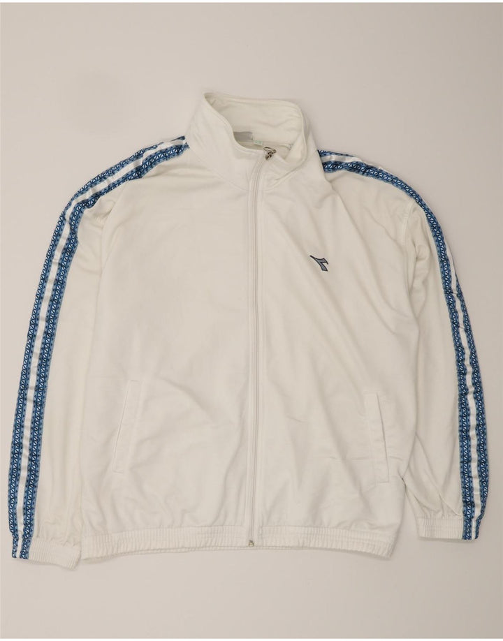 DIADORA Giacca da tuta grafica da uomo UK 42 Large Poliestere bianco