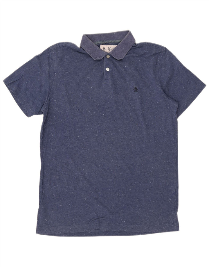 PENGUIN Polo da uomo in cotone screziato blu medio