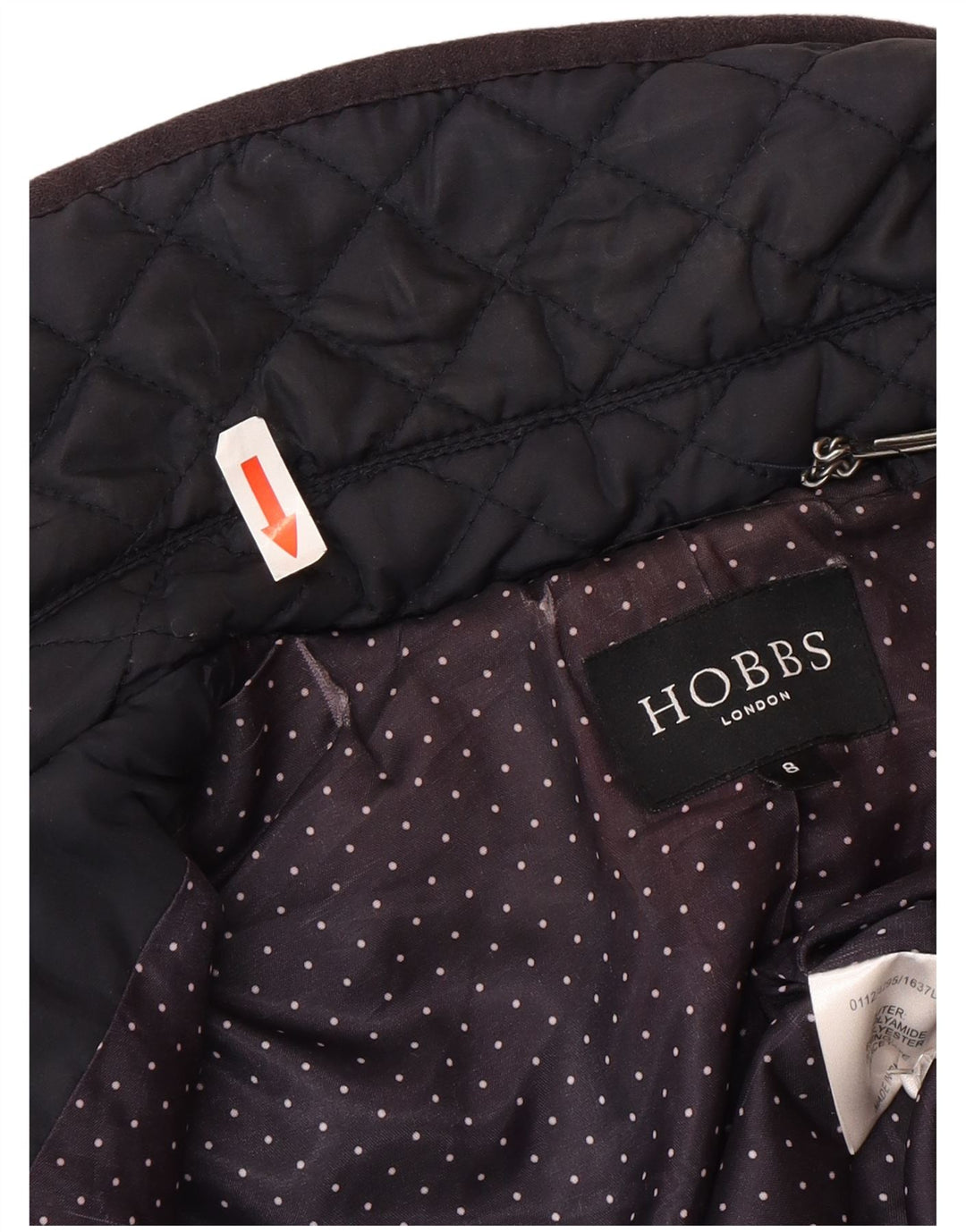 Giacca trapuntata da donna Hobbs UK 8 Small Blu Navy in poliammide