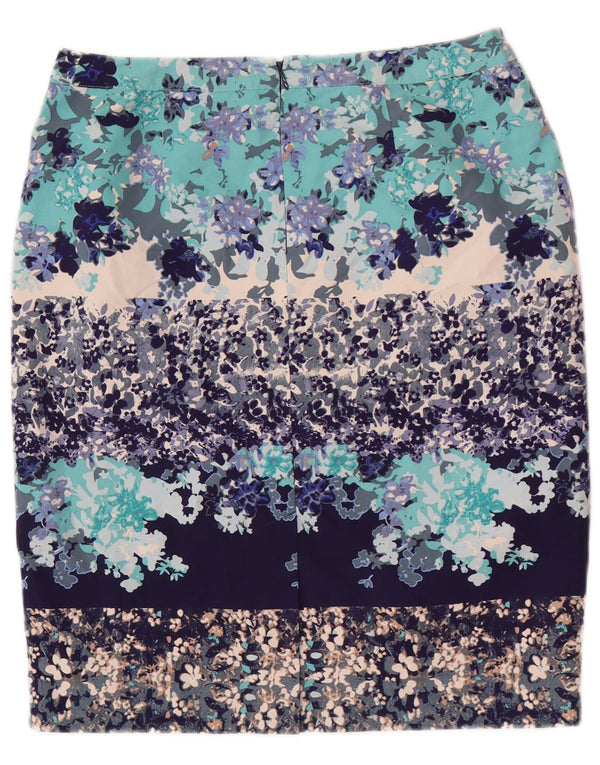 Gonna a tubino da donna Laura Ashley UK 12 media W32 poliestere floreale blu
