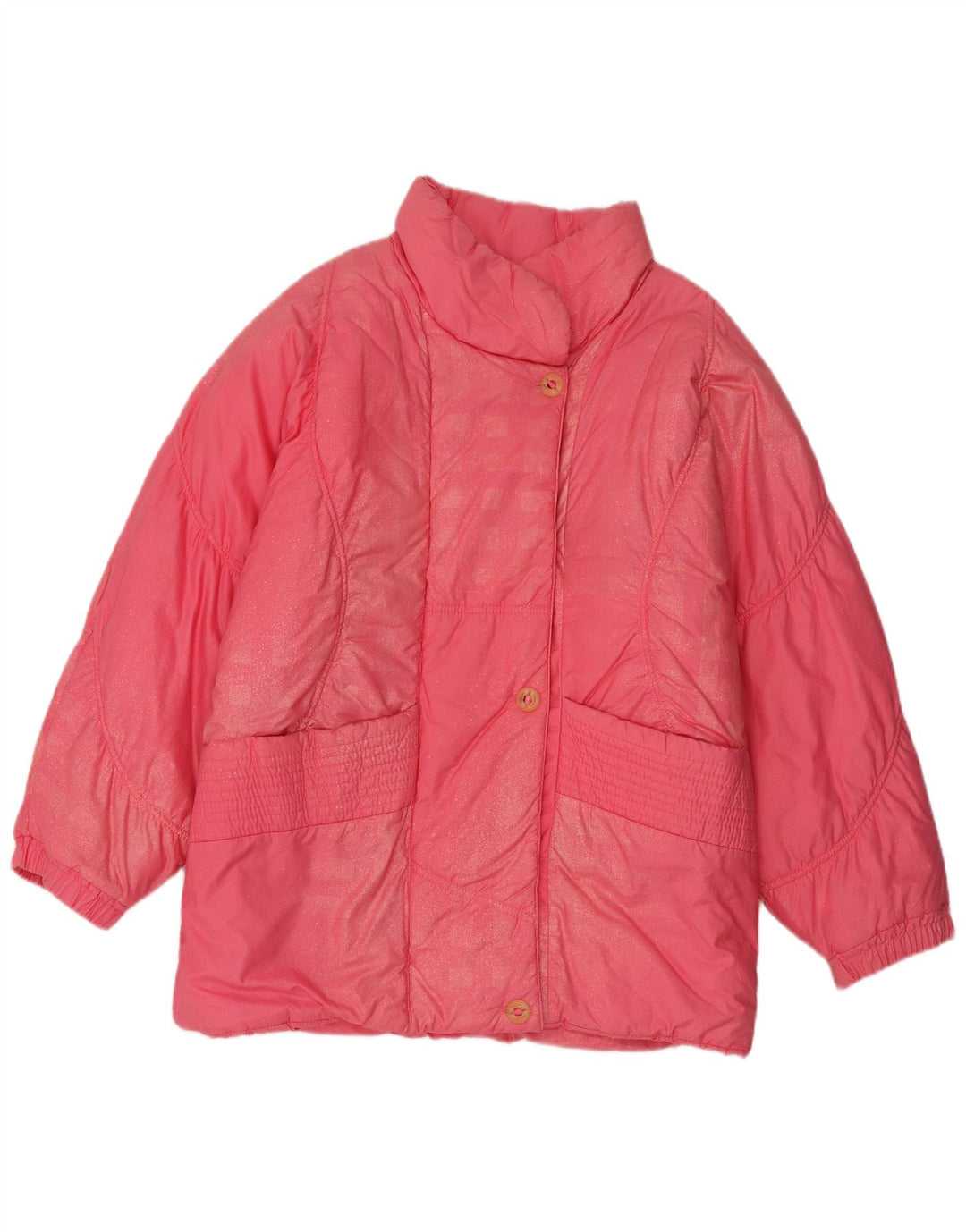 Cappotto imbottito oversize da donna vintage UK 8 piccolo in cotone rosa
