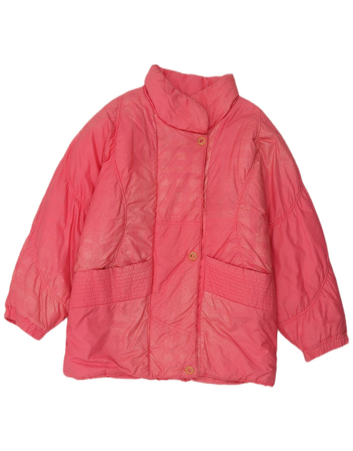 Cappotto imbottito oversize da donna vintage UK 8 piccolo in cotone rosa