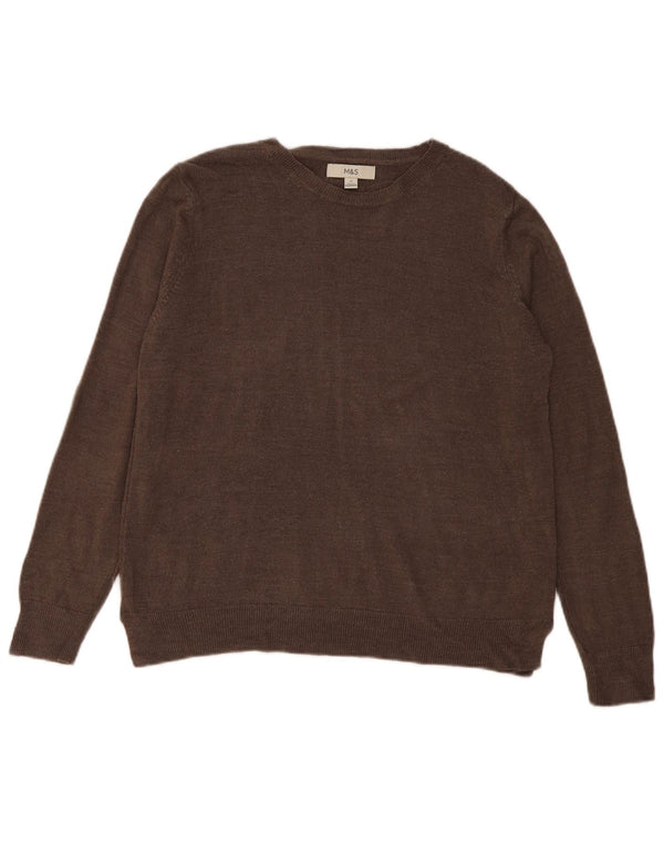 Maglione maglione con scollo a barca da donna Marks & Spencer UK 14 grande acrilico marrone
