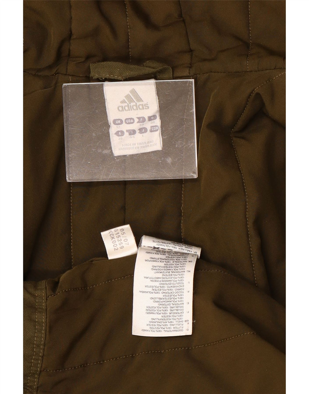 Soprabito con cappuccio da donna ADIDAS UK 12 medio poliestere kaki