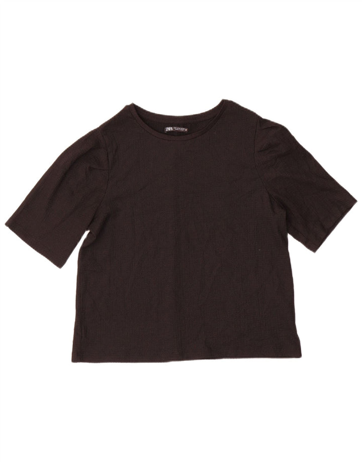 T-shirt Zara da donna Top UK 14 poliestere nero medio