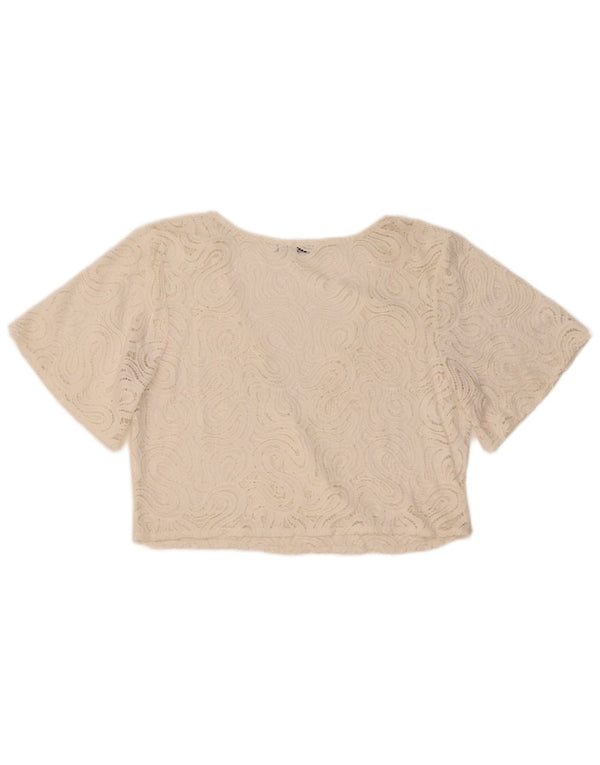 Top corto in pizzo da donna Zara UK 16 grande bianco