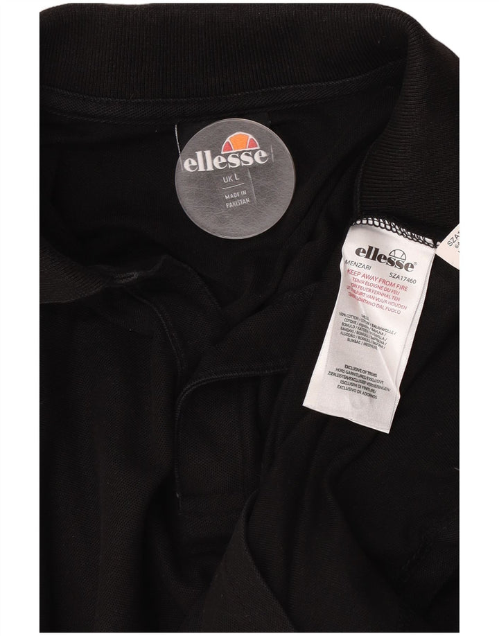 Polo da uomo Ellesse grande in cotone nero