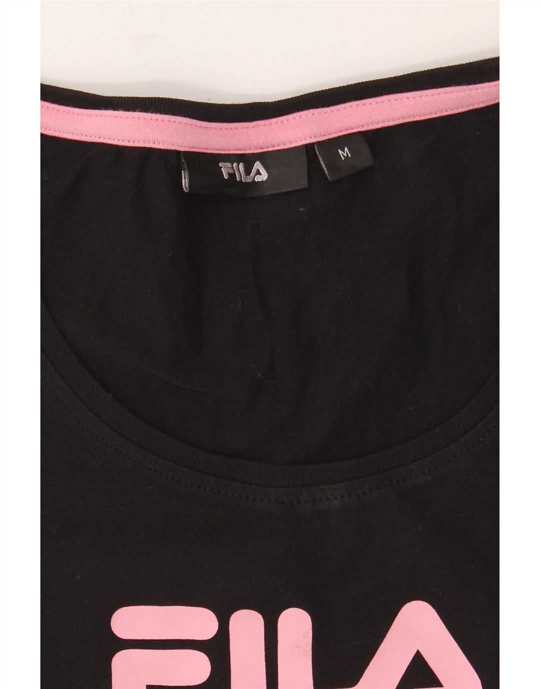 FILA Womens Graphic T-Shirt Top UK 12 Medium Black Cotton Vintage Fila and Second-Hand Fila from Messina Hembry 