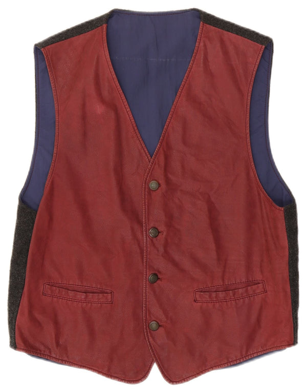 Gilet vintage da uomo color block marrone medio