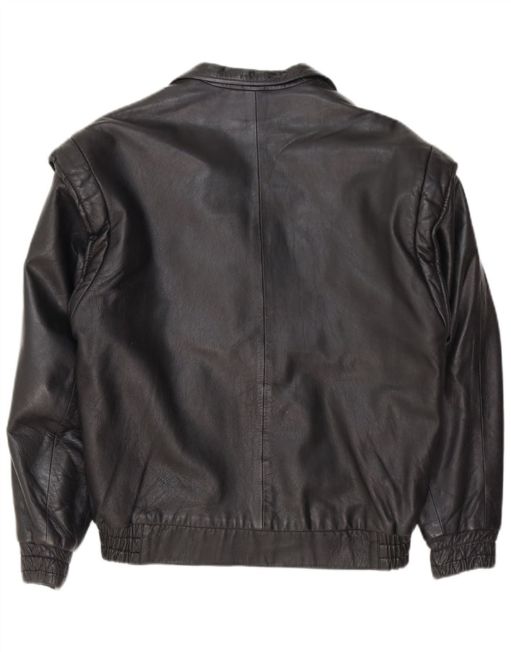 Giacca da motociclista in pelle oversize da donna vintage EU 36 piccola in pelle nera