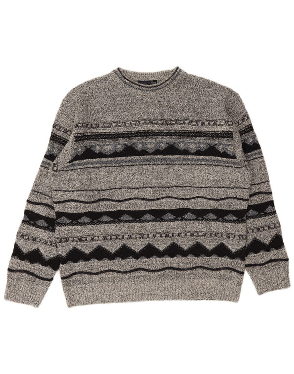 Maglione maglione girocollo da uomo Carletti 2XL Acrilico geometrico grigio