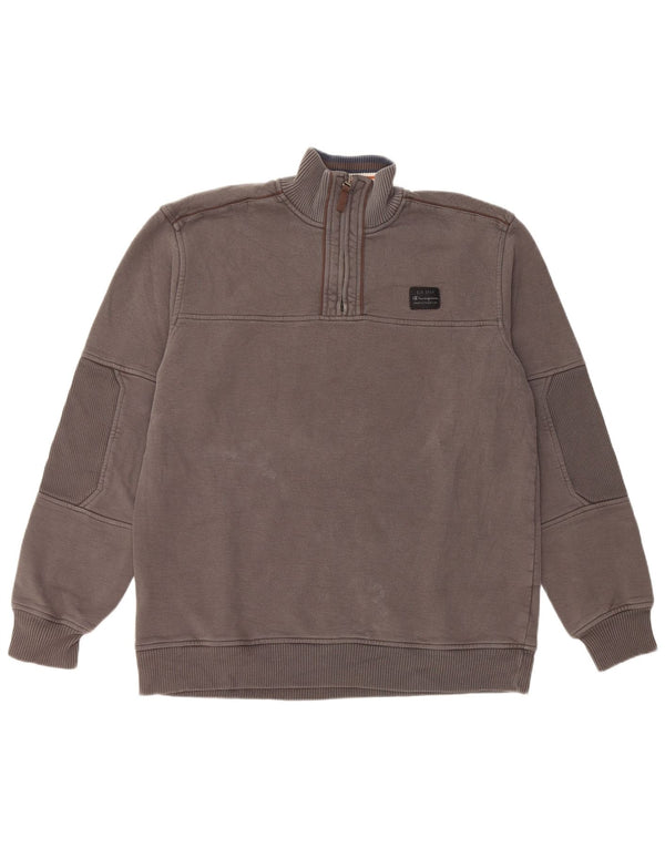 Felpa Champion da uomo con zip e collo, 2XL, cotone grigio