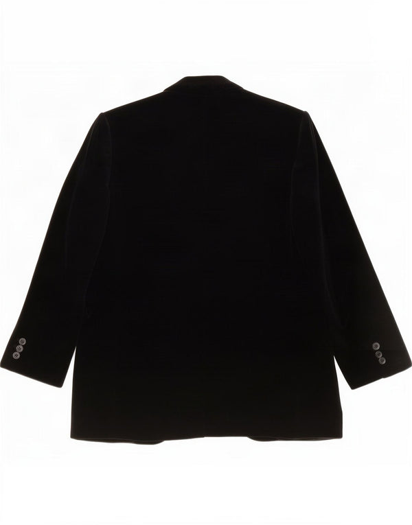 Giacca blazer vintage da uomo in velluto a 1 bottone UK 38 Cotone nero medio