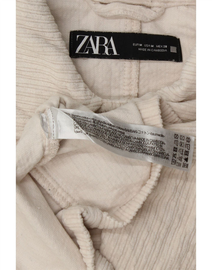 Giacca da donna in velluto a coste Zara UK 14 cotone bianco medio