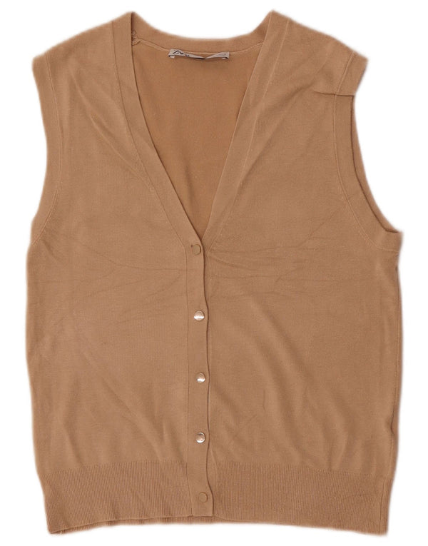 Maglione cardigan senza maniche da donna Zara UK 10 piccolo beige