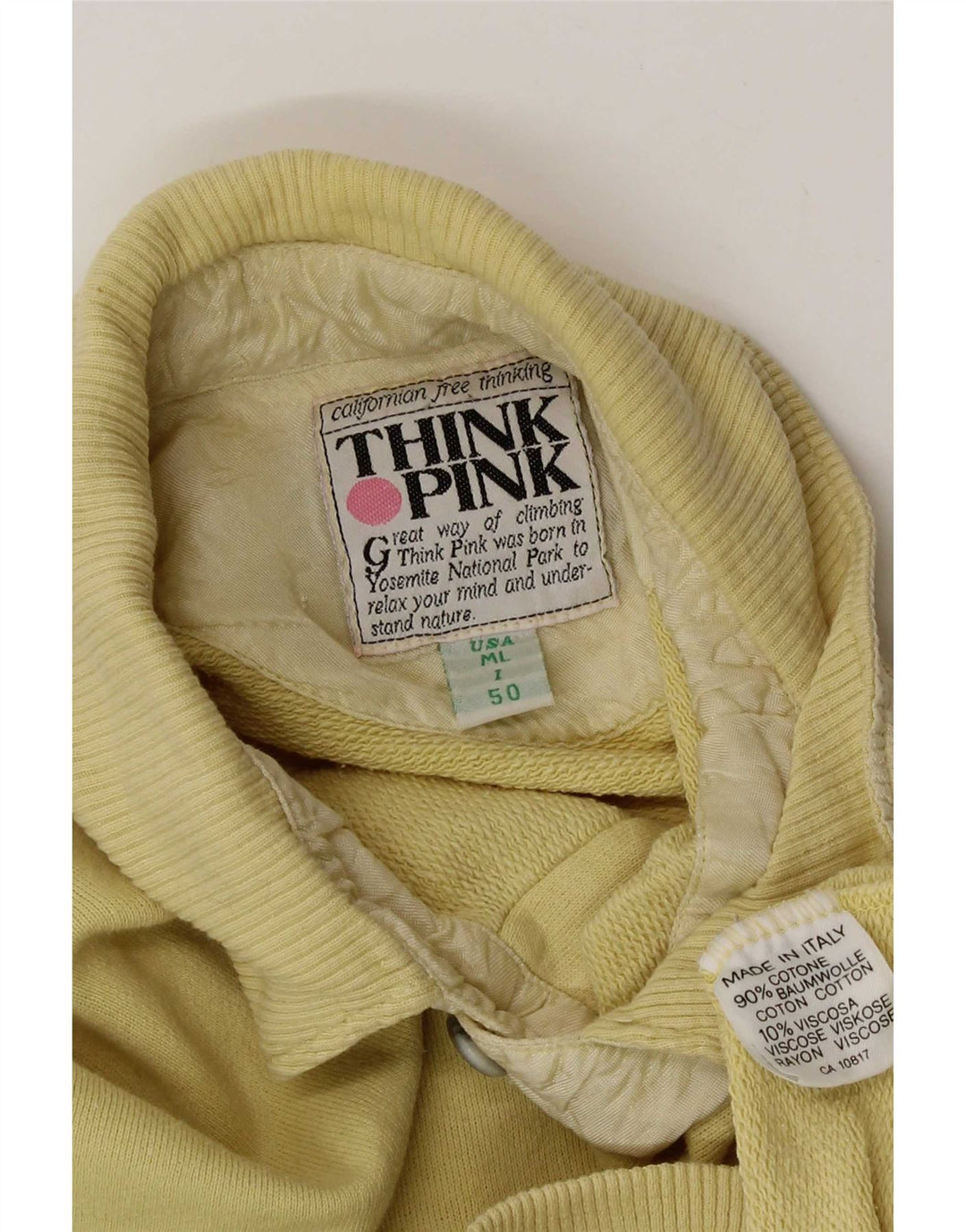 Felpa da uomo con collo alto Think Pink IT 50 Cotone giallo medio