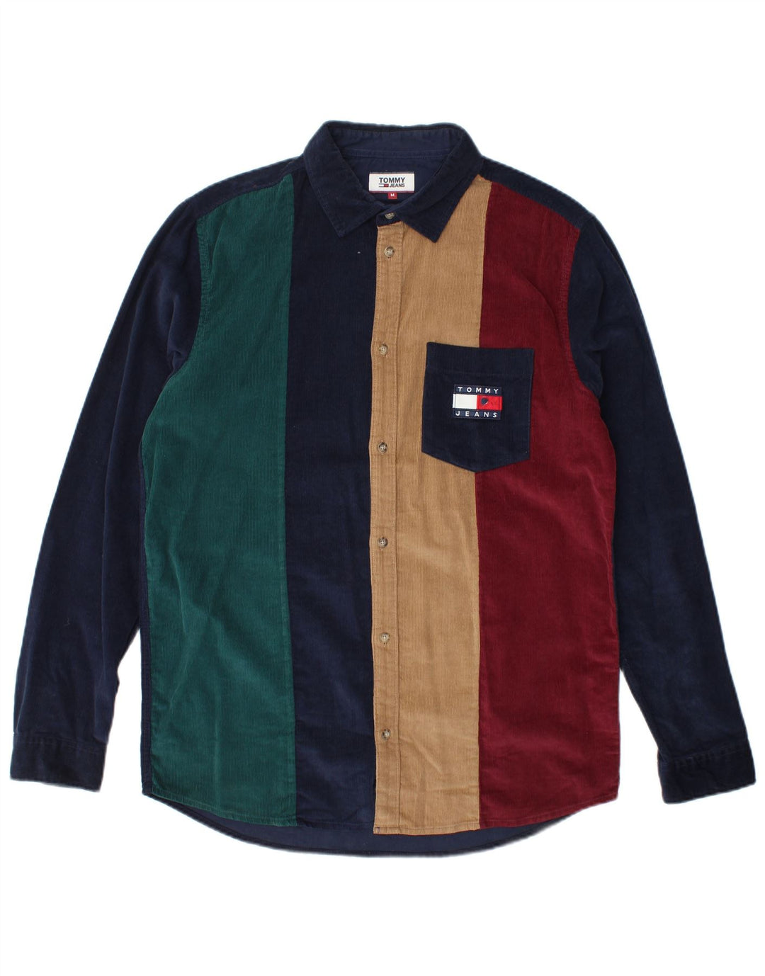 TOMMY HILFIGER Camicia da uomo in velluto a coste, cotone color block medio multicolore