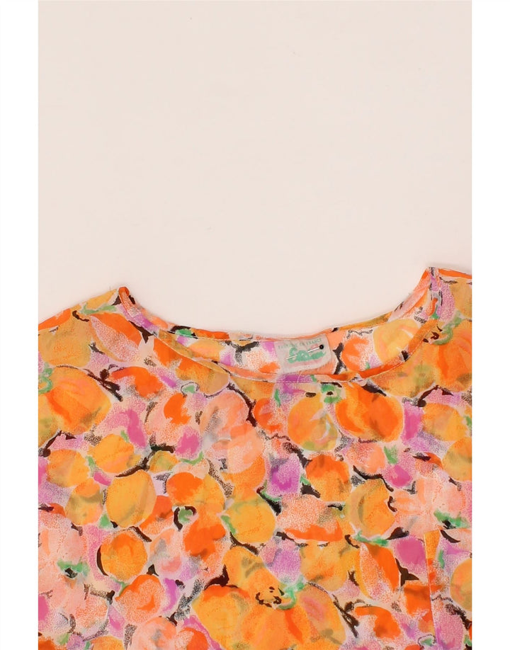 ETAM Womens Oversized Crop Blouse Top UK 12 Medium Multicoloured Floral Vintage Etam and Second-Hand Etam from Messina Hembry 