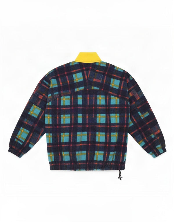 Maglione in pile da uomo Colmar con zip e collo 2XL blu navy a quadri
