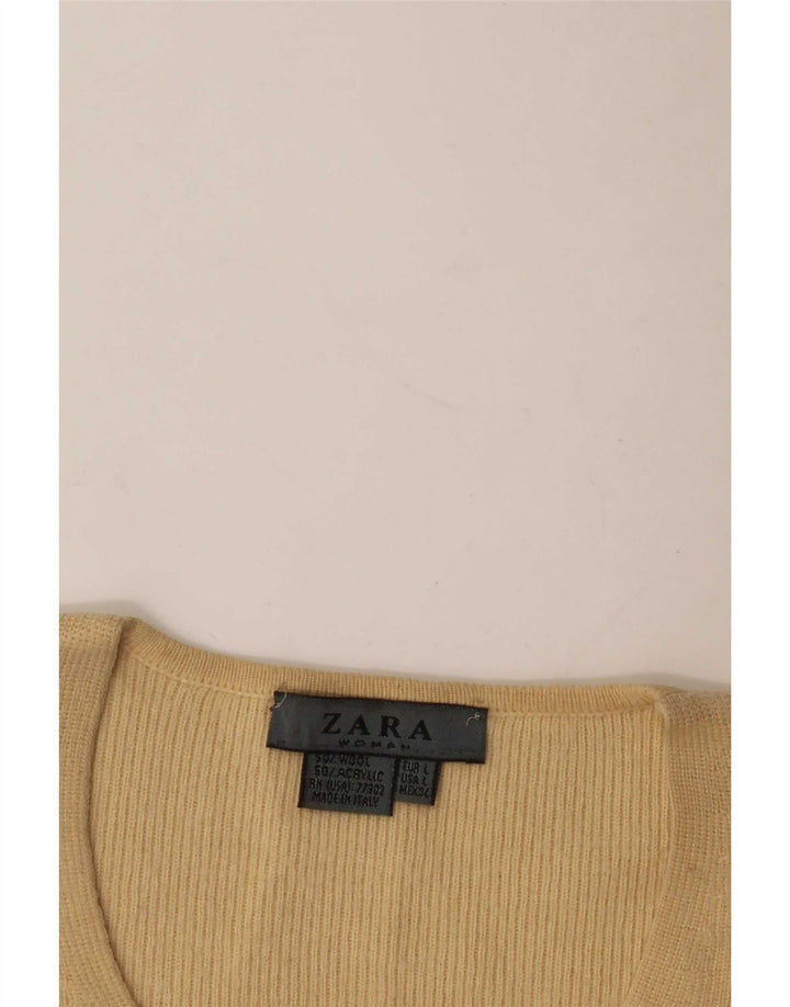 Maglione Zara da donna con scollo a V UK 16 grande lana beige