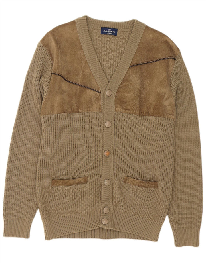 Maglione cardigan da uomo Malagrida grande in lana beige
