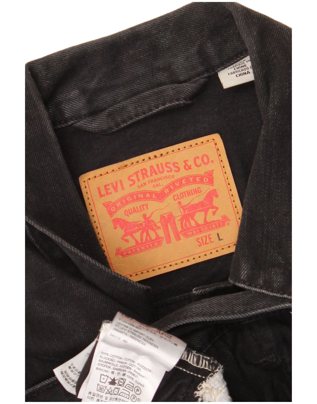 Giacca di jeans da uomo Levi's UK 40 grande cotone nero