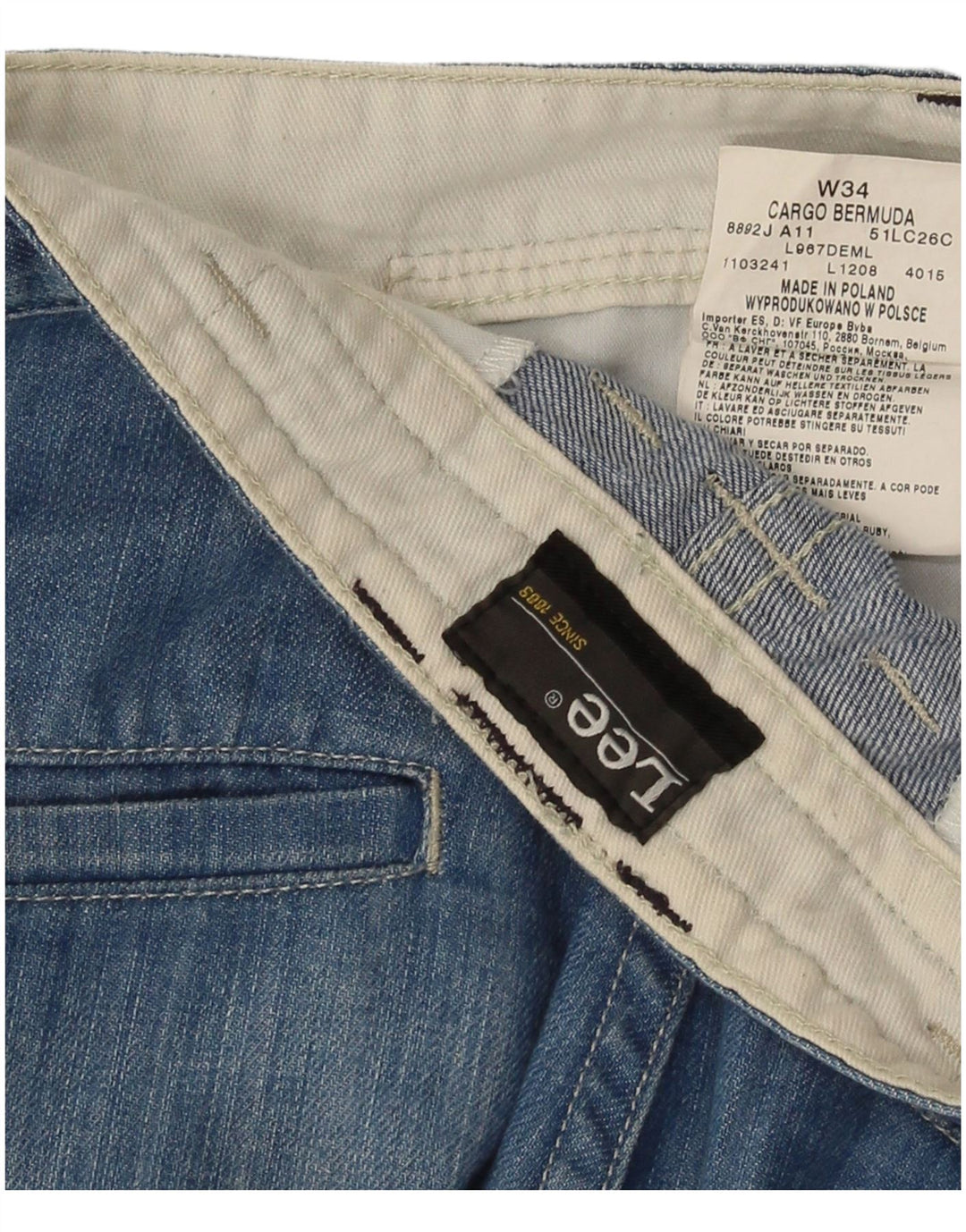 Pantaloncini cargo da uomo Lee Bermuda W34 grande cotone blu