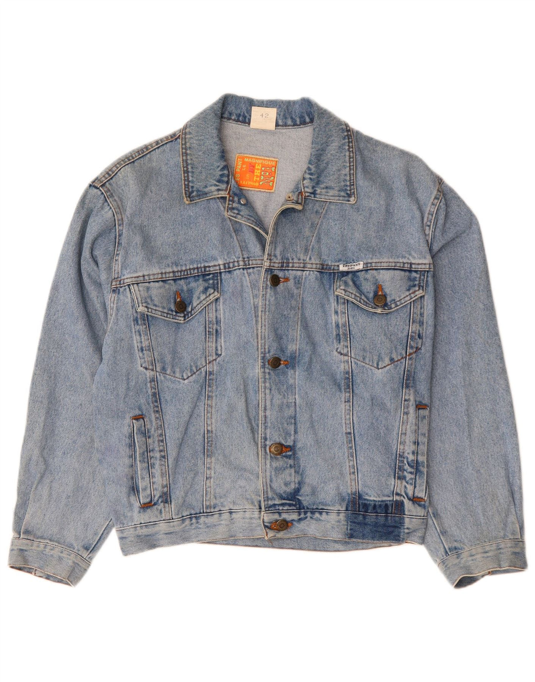 Giacca di jeans da donna VINTAGE EU 42 grande cotone blu
